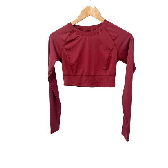 Halara Play It My Way Burgundy Long‎ Sleeve Workout Top Size Small New - Picture 1 of 4